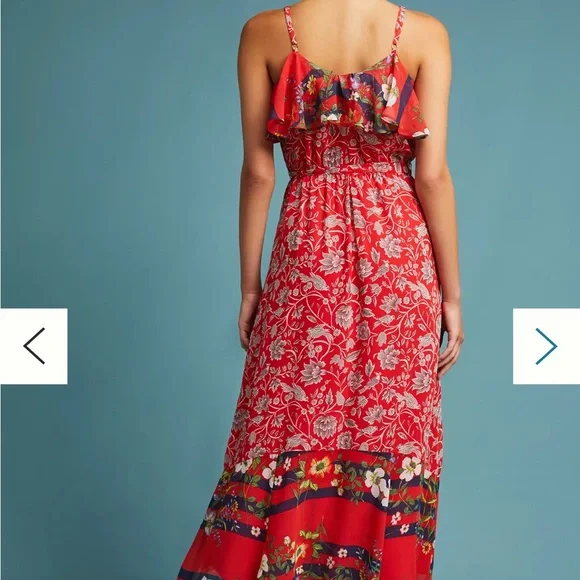 Anthropologie One September Zuri Red Floral Maxi Dress - Picture 2 of 9